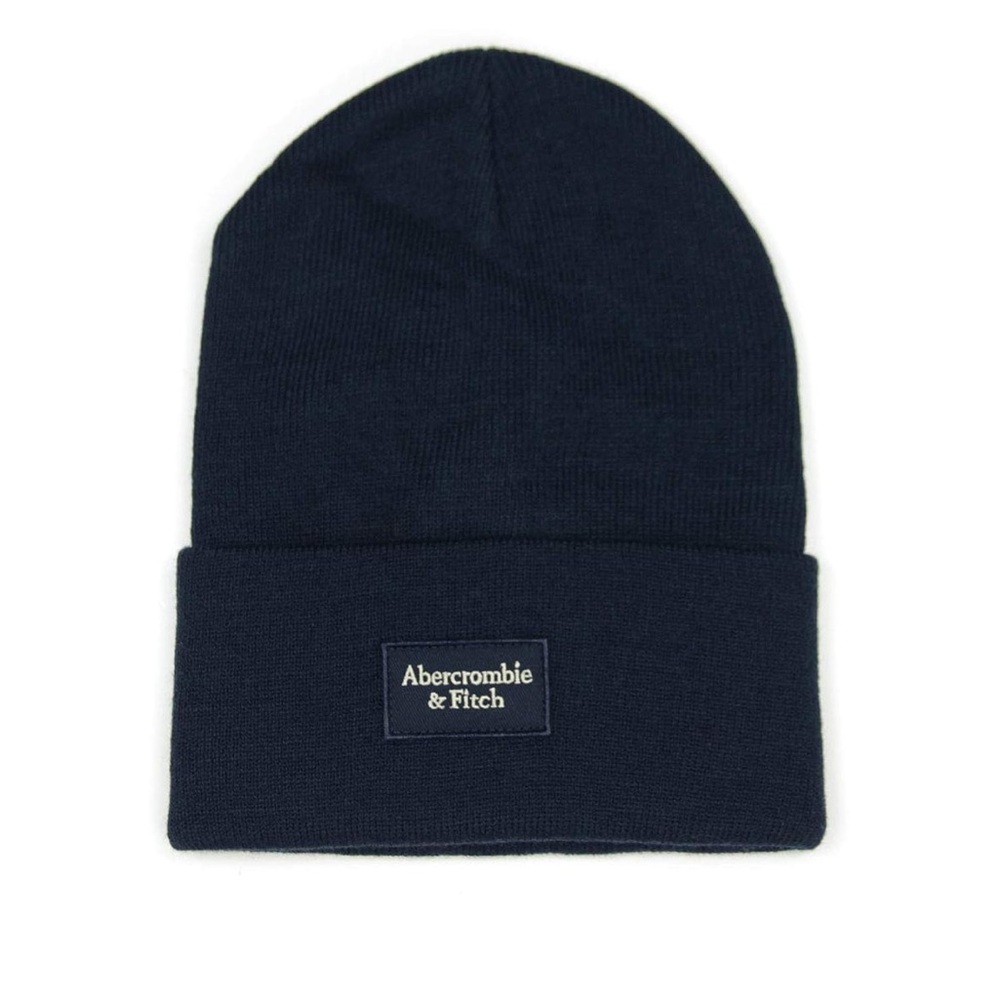 Abercrombie & Fitch Beanie, Knit Cap, Logo Patch Black NWT